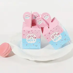 Cute Boxes Baby Gender Reveal Party Candy, Creative Heart-Shaped Favor Boxes with Ribbon, Baby Shower Table Decor and Gifts