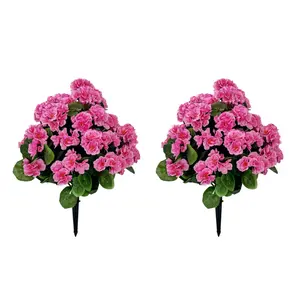 Garvee Begonia Artificial Plant Set with 2 Flower Balls, 60 cm Tall UV-Resistant Silk and Plastic Sphere Trees, Ideal for Indoor and Outdoor Decoration in Rooms and Verandas