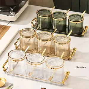 Plastic Nordic Creative 1-to-3 Stackable Tall Canister with 3 Lids, Vintage Brown, Lidded Compartmentalized Snack and Dried Fruit Tray
