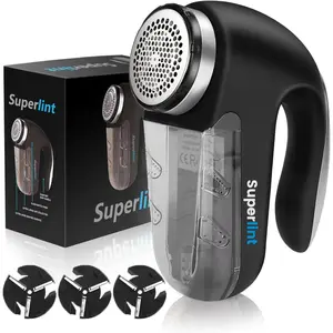 SUPER LINT Best Rated Electric Sweater Shaver Best Fuzz Pill Bobble Remover for Fabric Fleece Curtains Clothes, Black & Silver