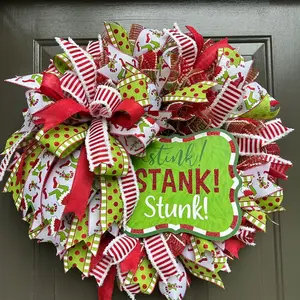 Stink! Stank! Stunk! Deco Mesh and Ribbon Christmas Wreath Decoration