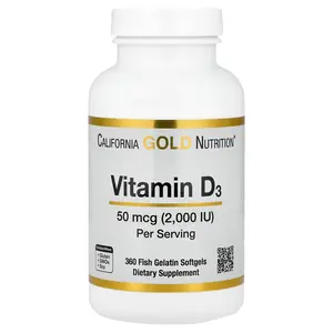 California Gold Nutrition Vitamin D3, 50 mcg (2,000 IU), 360 Fish Gelatin Softgels