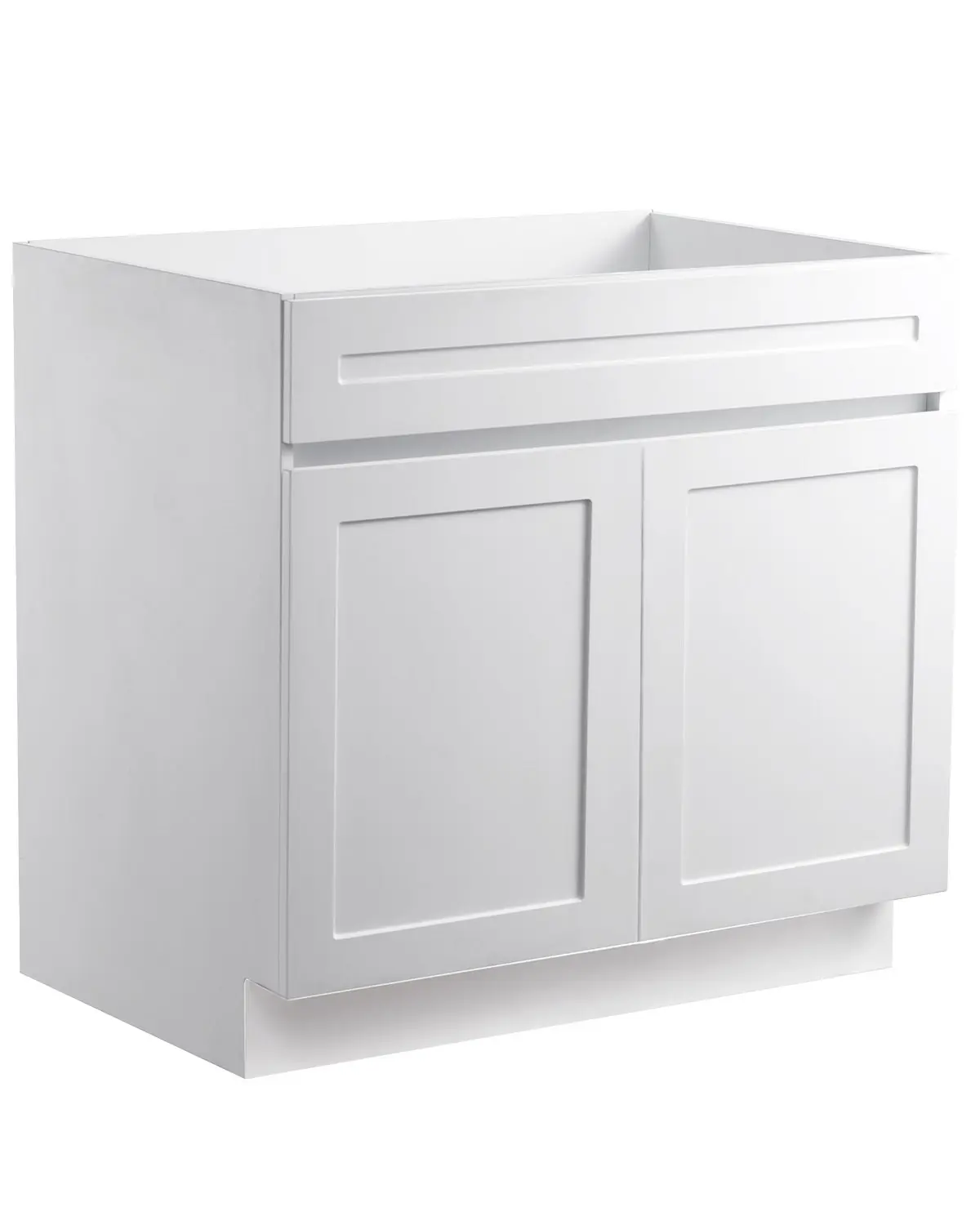 Shaker Style Base Cabinet 36" W x 24" D x 34.5" H, Ready To Assemble, White Finish, Kitchen Storage Cabinet For Base Cabinetry, Durable Construction, Easy Assembly, Tall White Shaker Base Cabinet For Home Renovation