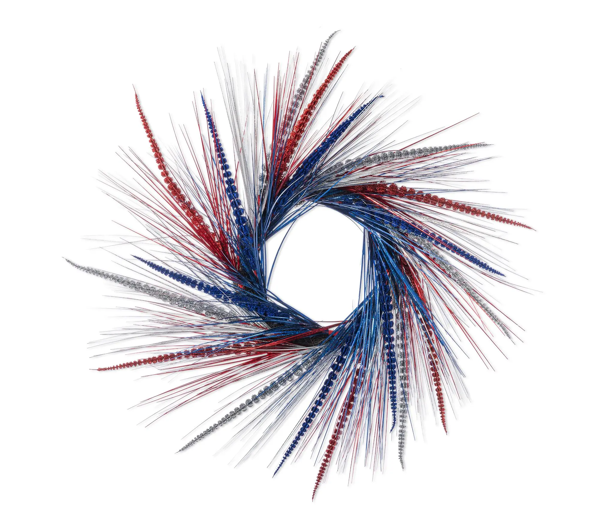Glitzhome 24"D Patriotic Americana Tinsel and Heather Wreath