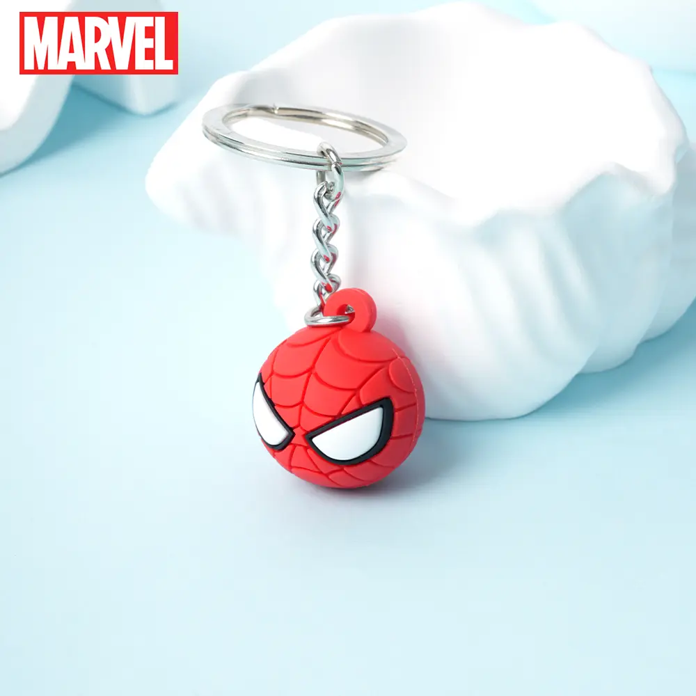 1PC Marvel Spider-Man Captain America Loki Keychain Officially Licensed Collectible Super Hero Q-version Design Anime Peripheral Backpack Decoration Car key Pendant Desk Ornament Durable PVC Rubber Gift