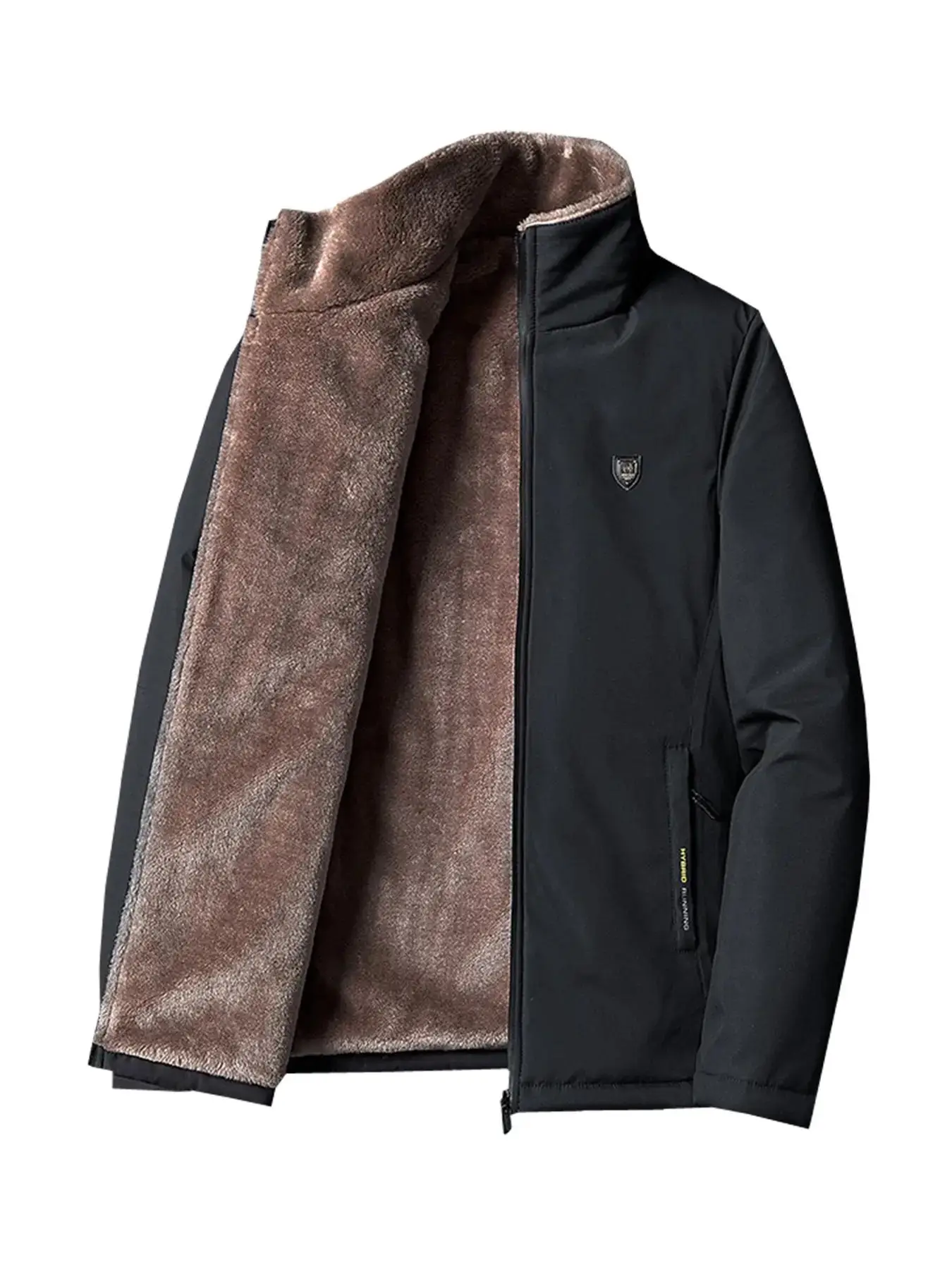 Menswear Zip Up Thermal Lined Heated Jacket, Men's Designer Clothes, Regular Fit Collared Long Sleeve Jackets, Drippy Outfits, Going Out Outfit, Cold