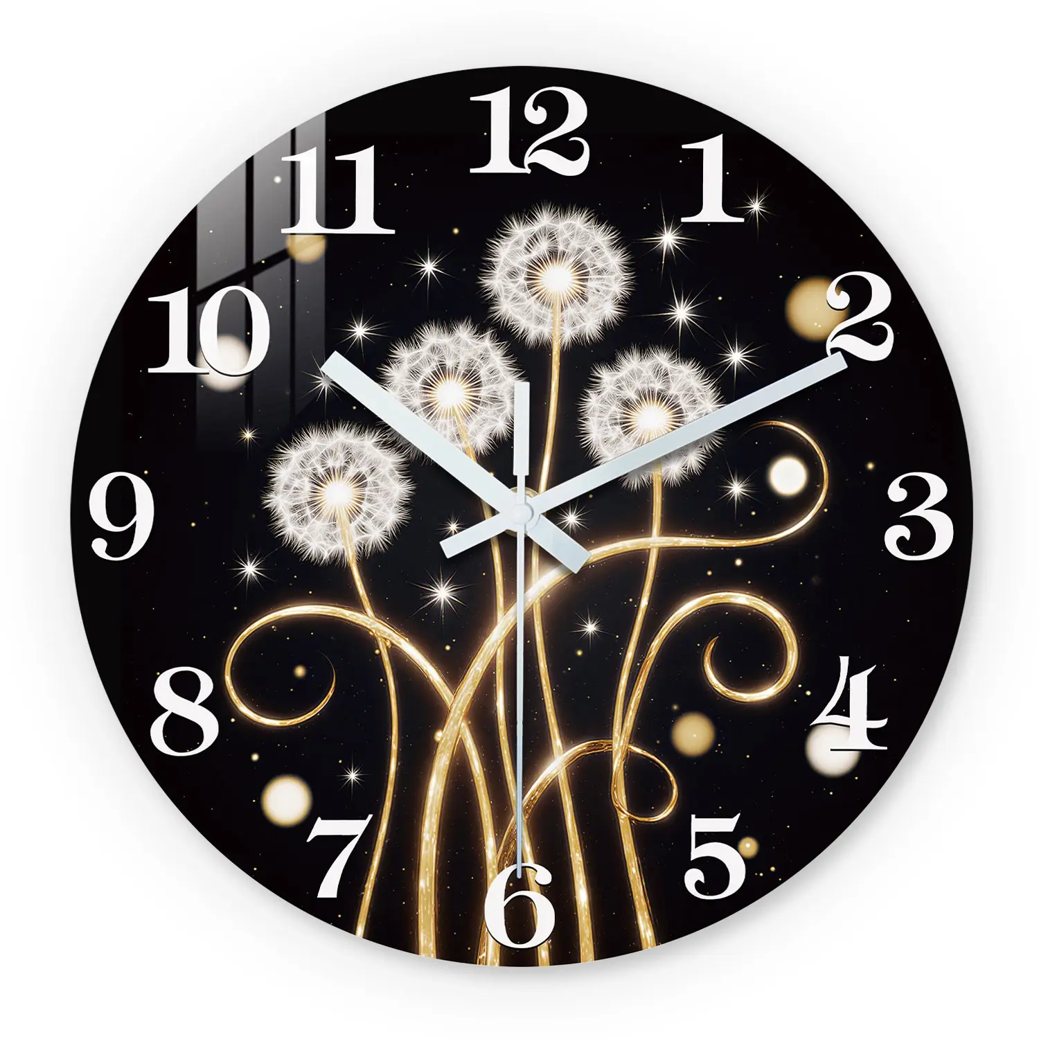 Dandelion Starburst Wooden Wall Clock, Silent 10-24 Inch Battery Operated, Ideal for Living Room Bedroom Study, Mother's Day Easter April Fools'