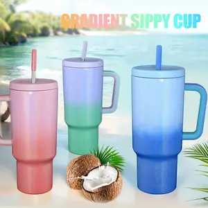 40OZ Stainless Steel Insulated Water Bottle Vacuum Insulated Cup Travel Car Coffee Mug Car Cup Straw Water Bottle With Handle