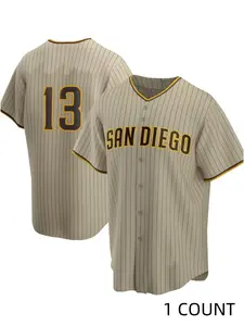 Men's Baseball Jersey, Breathable V Neck Short Sleeve Embroidered Baseball Top, Retro Letter Design for Training, Competition, and Casual Wear, Jersey Tee, Baseball Shirt, Athletic Apparel