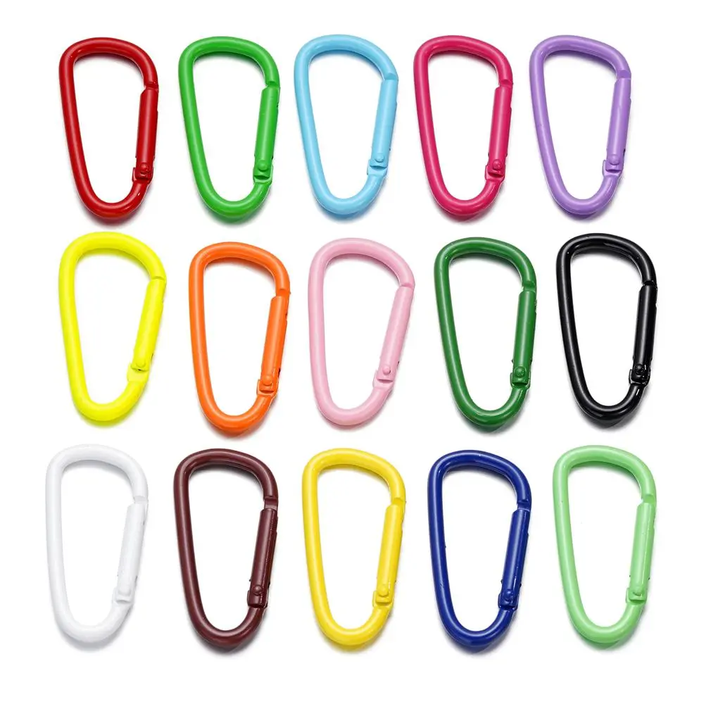 5pcs Carabiner Keychain Alluminum D-ring Clasp Multi-colorsHook Clip Keychains Camping Backpack Buckle Jewelry Making Supplies
