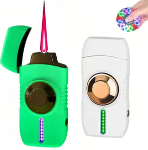 (Without Fuel) Luminous White Waterproof Voice Spinner Lighter – USB Rechargeable, 4 Ignition Modes for BBQ, Outdoors & Gifts for father.