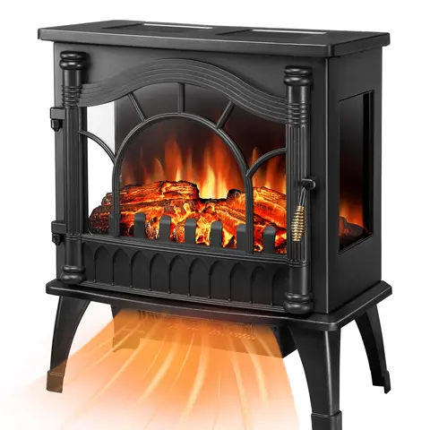 R.W.FLAME Freestanding Infrared Electric Fireplace Heater with Heating System, Steel Structure, 1000W/1500W Power, 3D Realistic Flame Effects, Adjustable Brightness, Custom Temperature Control, Overheating Safe Design for Room