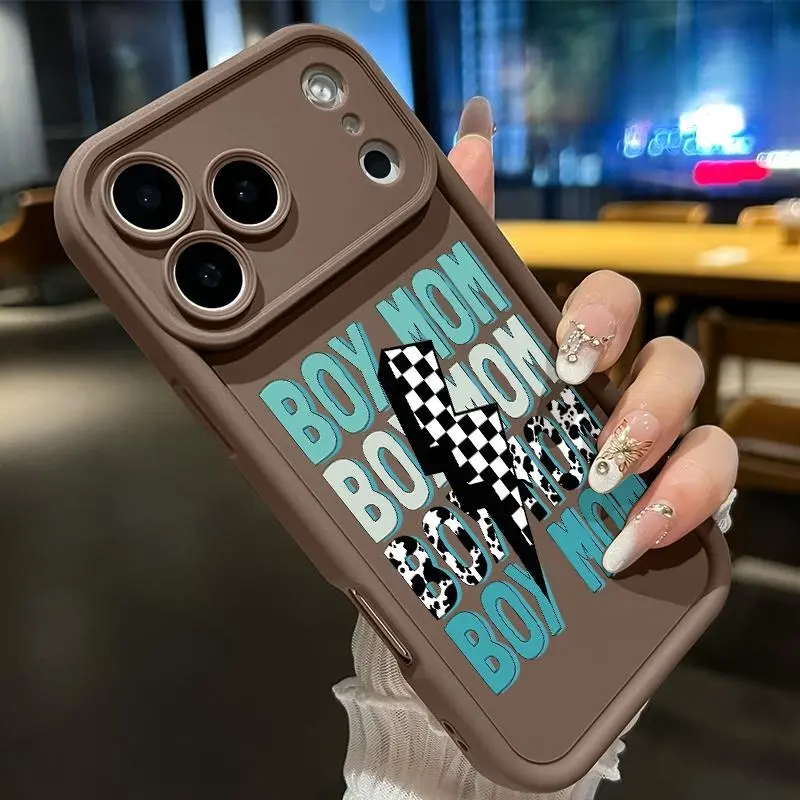 Silicone TPU Cellphone Case - 1.2mm Thick, Boy Mom Vibe Pattern, Soft Touch, Lens Protection, Rugged Durable, Fits Various iPhones 11-17 Pro, ProMax, Air, Plus, Girls' Vibe Mobile Phone Accessory