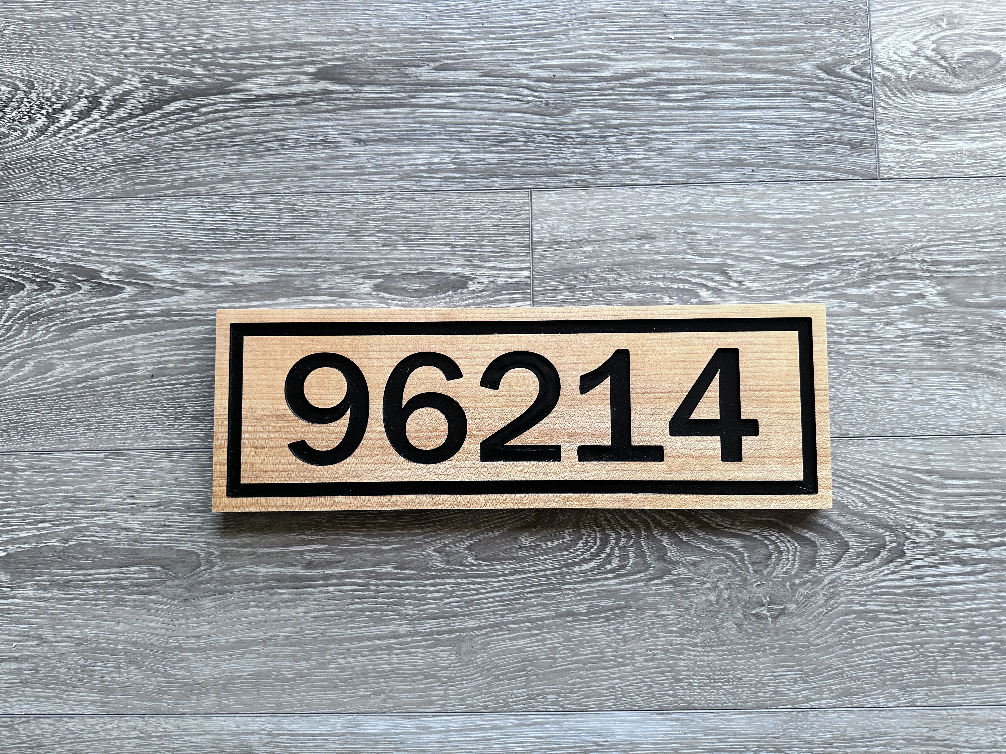Custom Wood Horizontal 3-inch Font House Number Address Sign: Maple