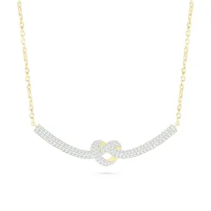 Heart Knot Diamond Bar Necklace