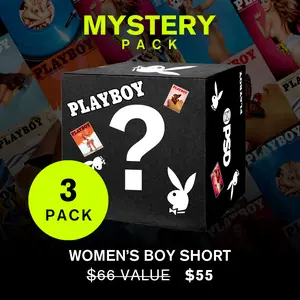 PSD Womens Playboy Mystery Boy Short 3-Pack Bundle - Boy Short Underwear - Comfortable, Breathable, Ultra-light Fabric