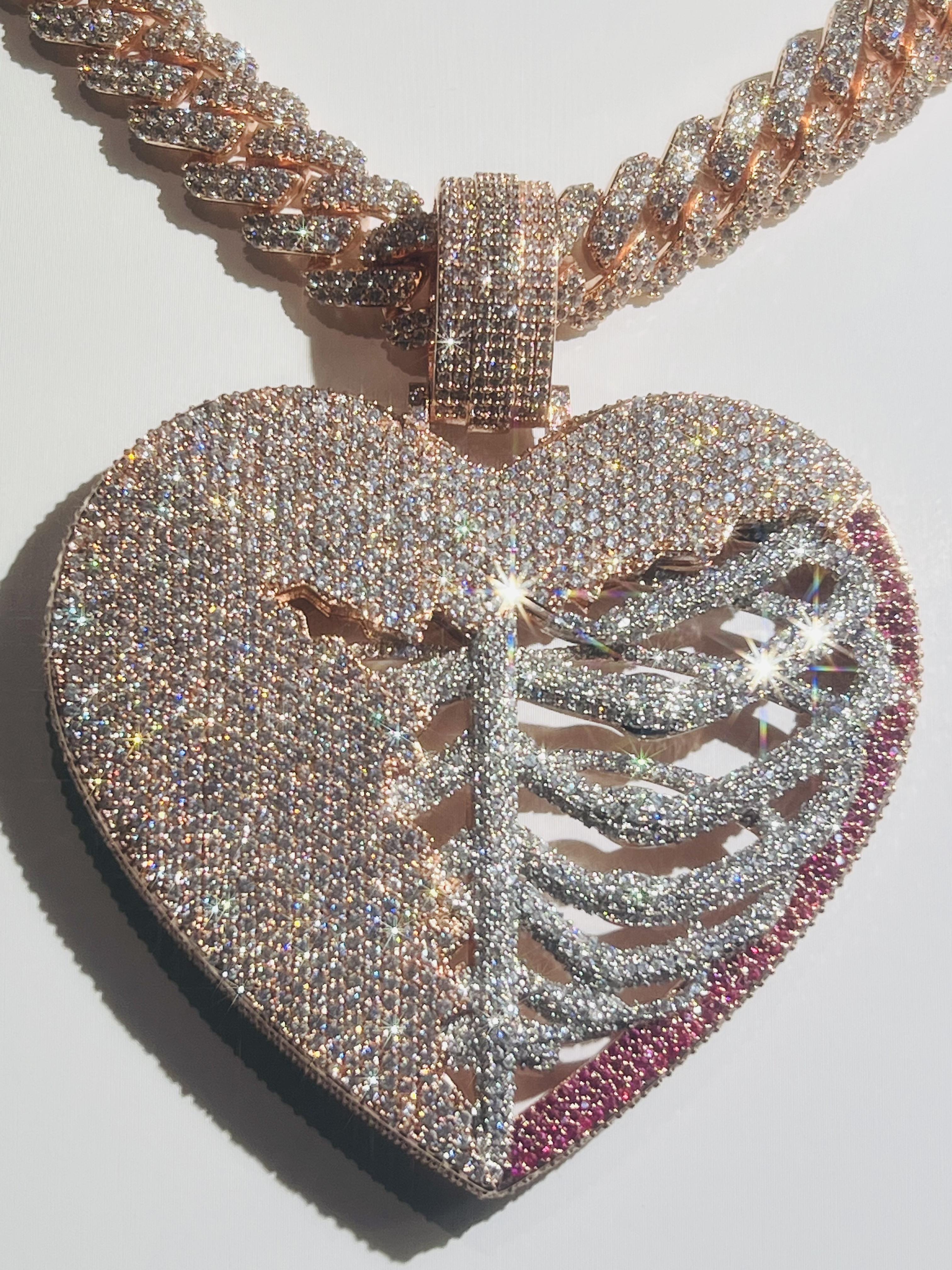 Personalized Customized Love Iced Pendant VVS Full Diamond Particle Rose Gold High Quality, Shining Hip Hop Street Culture Valentine's Day Father's Day Mother's Day Gift