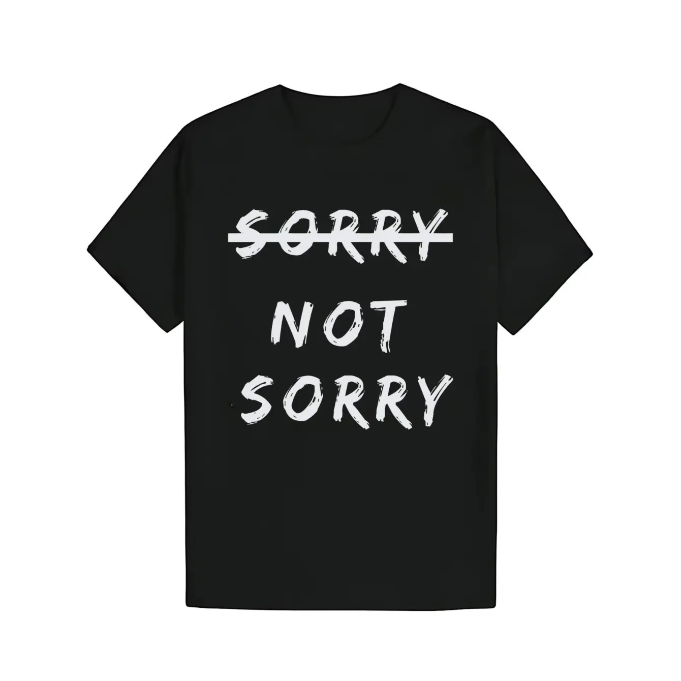 Women's Short Sleeve Crew Neck Regular Fitted Graphic T-Shirt - Humorous Confident Crossed-Out Apology Design, Soft Breathable Garment, Durable Print, Customized Clothes, Machine Washable Casual Wear