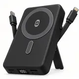 Portable Charger for Apple Watch & iPhone 18/17/16/15/14, 10000mAh 15W Fast Wireless Magnetic Power Bank with Built-in USB-C Cable, Ultra Slim 3-in-1 Mag-Safe Battery Pack with Smart LCD Display,techvibes