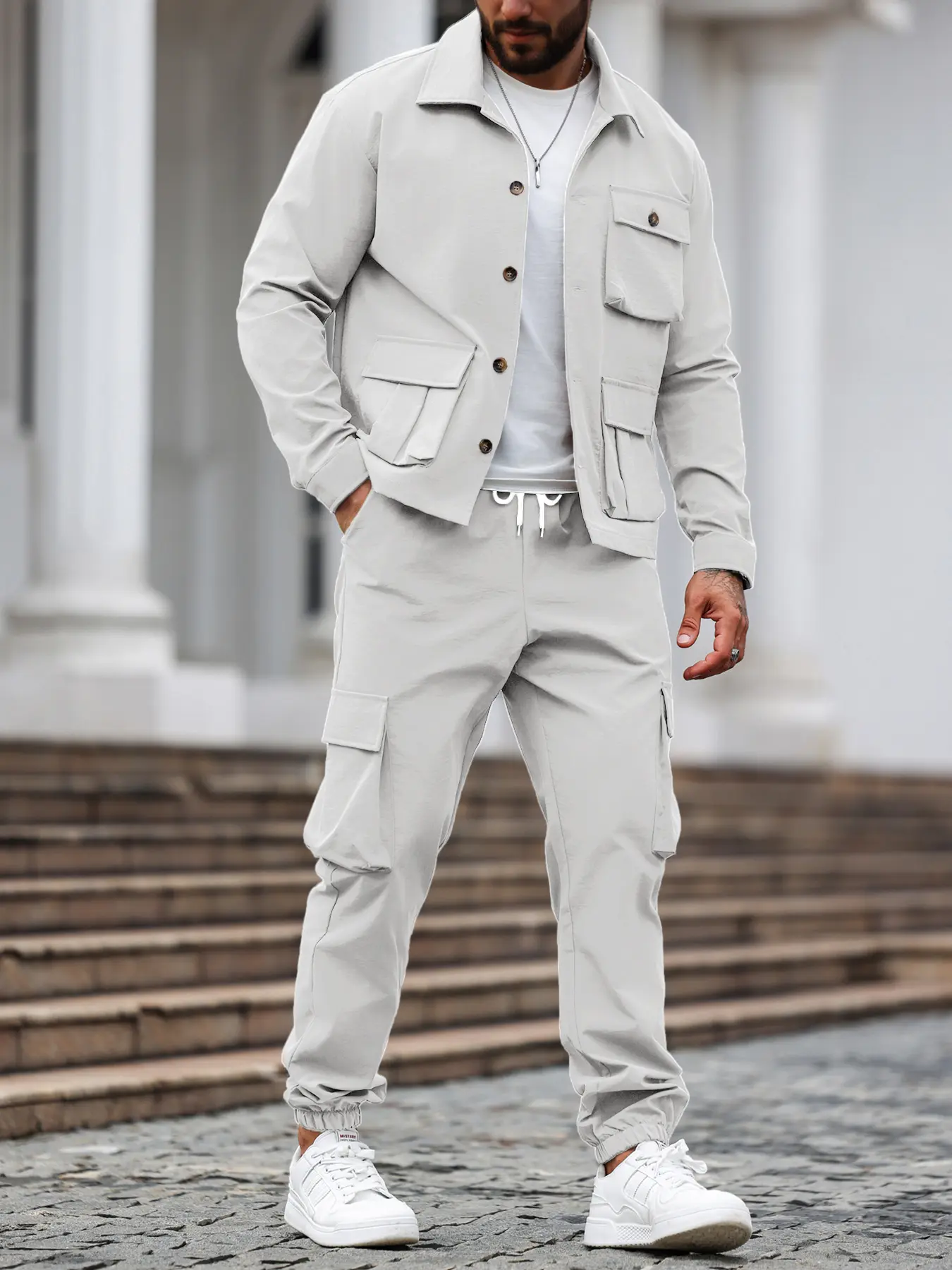 Men's Regular Fit Solid Color Pocket Button Front Shirt & Pants Two-Piece  Set, Casual Long Sleeve Collared Top & Trousers Set, Men's Spring & Fall  Clothes - TikTok Shop