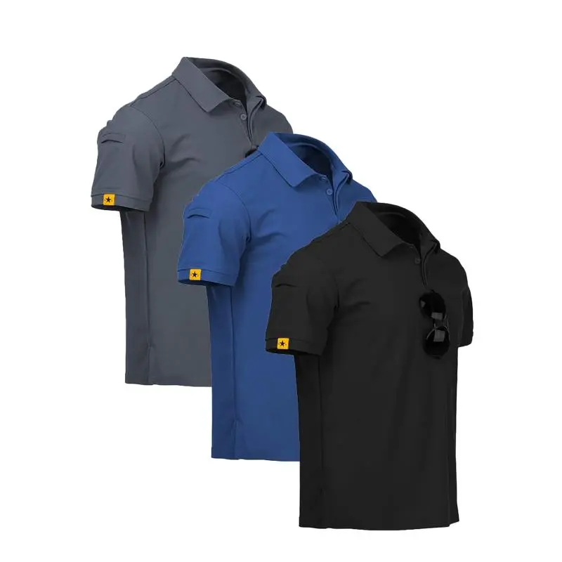 ZITY Men's 3-Pack Short Sleeve Raglan Polo Shirts - Quick-Dry Mesh, Active, Athletic Performance, Breathable High-Elastic, Casual Men's Sports Polos, Cool Dry Tech, Polyester-Spandex, 4-Way Stretch, Sporty Chic Street Fit, Golf Wear, Quick-Dry Mesh Men's