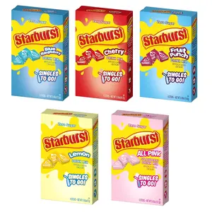 SINGLES TO GO! Starburst Variety pack 5 box, 5 flavor (Raspberry, Cherry, Fruit Punch, Strawberry and Lemon)
