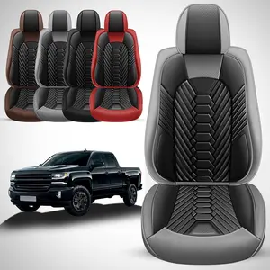 Arespark 5 Seats Seat Covers Full Set for Chevy Silverado GMC Sierra Pickup Trail Boss Custom Fit 2007-2025 1500 2500HD 3500HD Crew Double Extended Cab Waterproof Faux Leather Seat Protectors( Front and Rear)- Black Friday & Cyber Monday