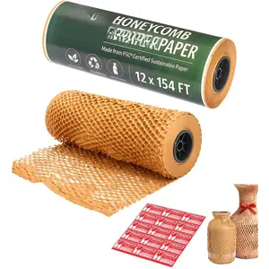 Honeycomb Packing Paper Roll 12" x 154 ft -  Bubble Wrap Alternative for Shipping, Moving, Fragile Items &  Wrap | -by-Hand | FSC(R) Certified