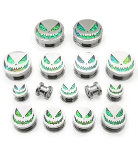 Stingy Jack Green Opalite Stainless Steel Tunnel Plugs