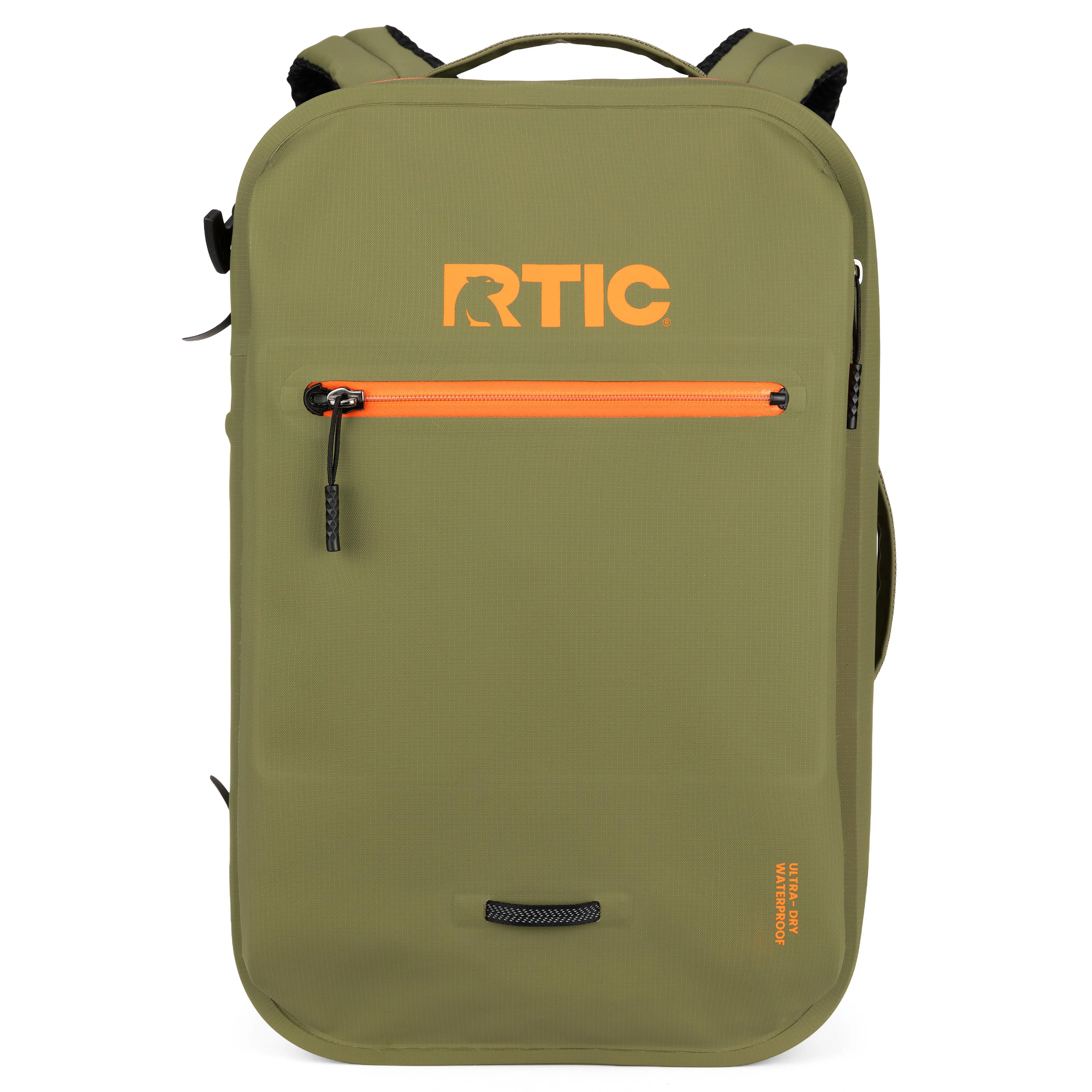 RTIC Ultra-Dry Backpack, Waterproof, Laptop Compartment, 26 Liters, Olive & Orange