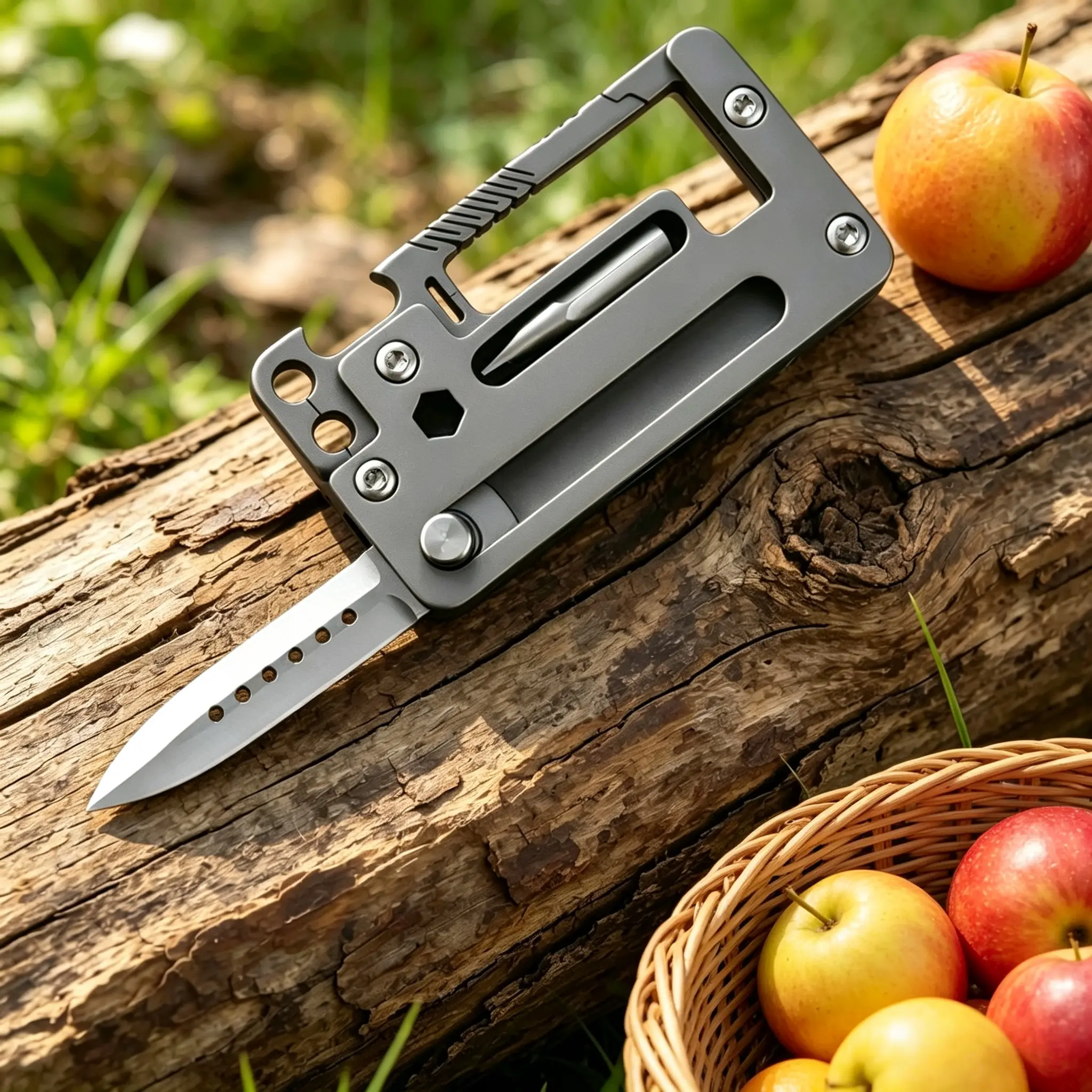 Mini Keychain Knife, Compact Titanium Multi-Tool, Rust Resistant with Bottle Opener, Hex Wrench & Keychain Mount, Corrosion Proof, Slotted Screwdriver, Carabiner-Style Keychain Buckle