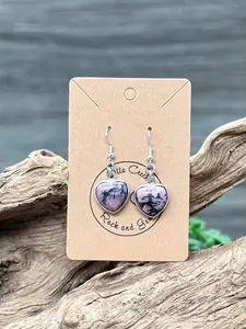 Rhodonite Hanging Heart Earrings