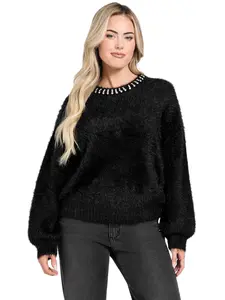 GUESS Female Arisa Rhinestone Neck Sweater