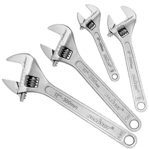 HORUSDY 4-Piece Adjustable Wrench Set, CR-V Steel, Crescent Wrenches Set(6-inch, 8-inch, 10-inch, 12-inch) home improvement universal hand combination wrench crescent wrench Metric Socket adjustable wrench