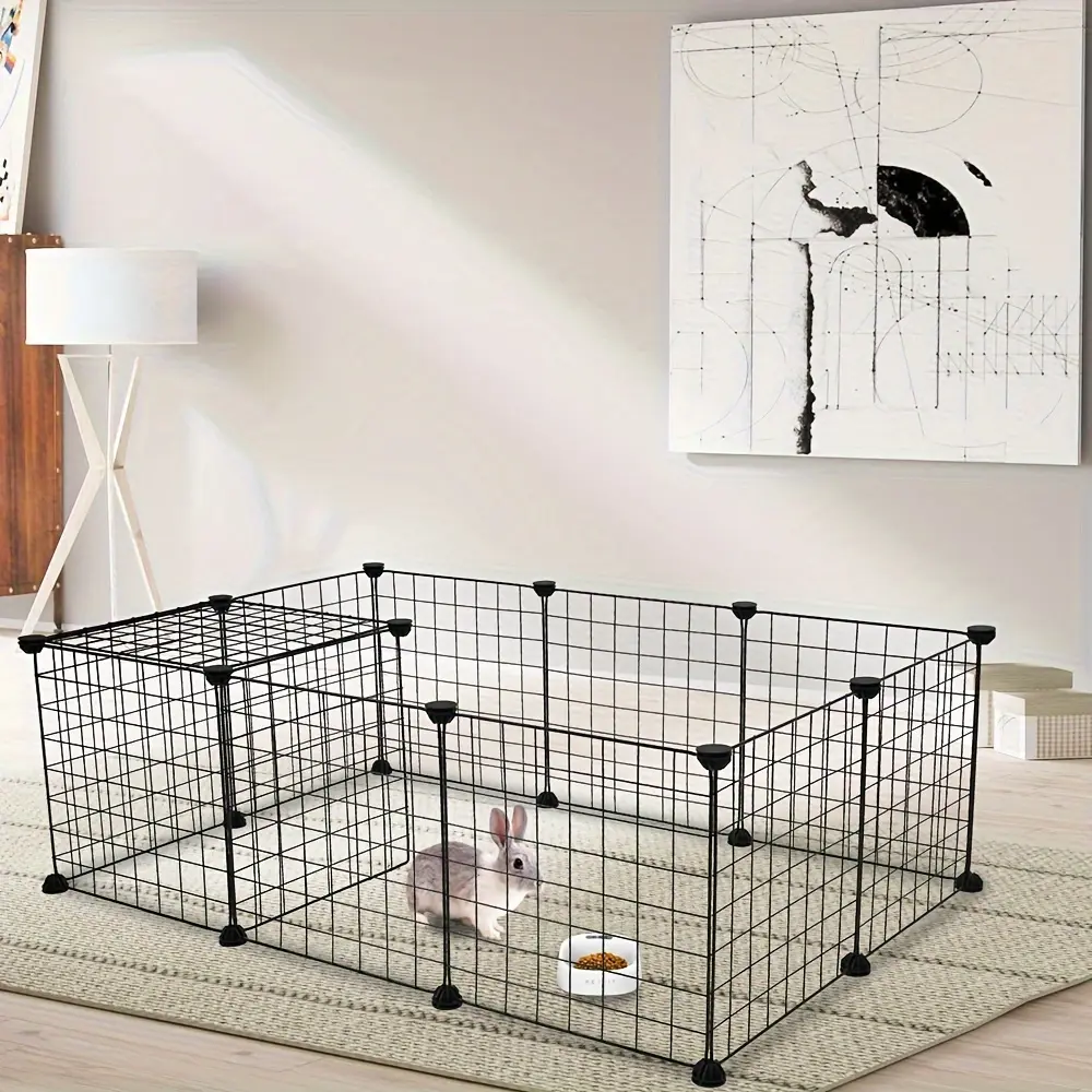 Portable Metal Wire Pet Playpen - Indoor Animal Enclosure, Rabbit Cages for Small Animals Like Guinea Pigs, Bunnies, Portable Bunny Playpen