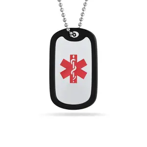 PROSTEEL Silicon Medical Symbol Tag Pendant Necklace Stainless Steel Emergency Necklaces Jewelry Unisex For Men Women with Gift Box