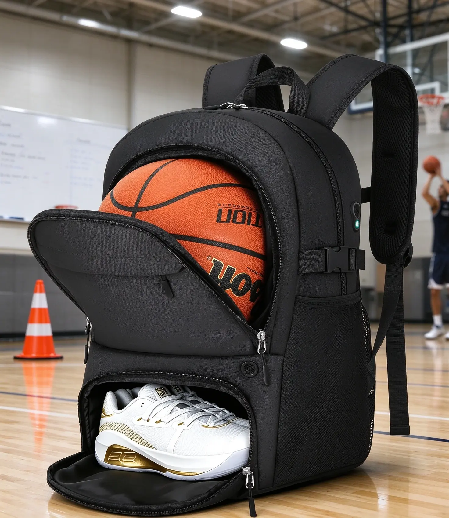 Basketball Backpack - Large Sports Equipment Bag with Ball Holder & Shoe Compartment, Sport Bags for Basketball, Soccer, Volleyball, Gym, School and Travel, 30L Training Ball basketballs
