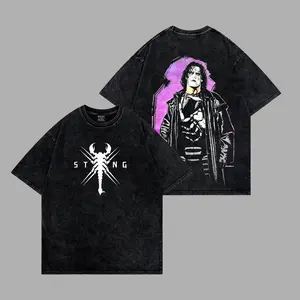 The Icon Sting WWE Premium Acid Washed T-Shirt, The Icon Fans, The Stinger Shirt, WCW Legend Graphic Tee, Crow Face Paint Wrestling Shirt, AEW WWE Crossover Fan Merch for True Fans