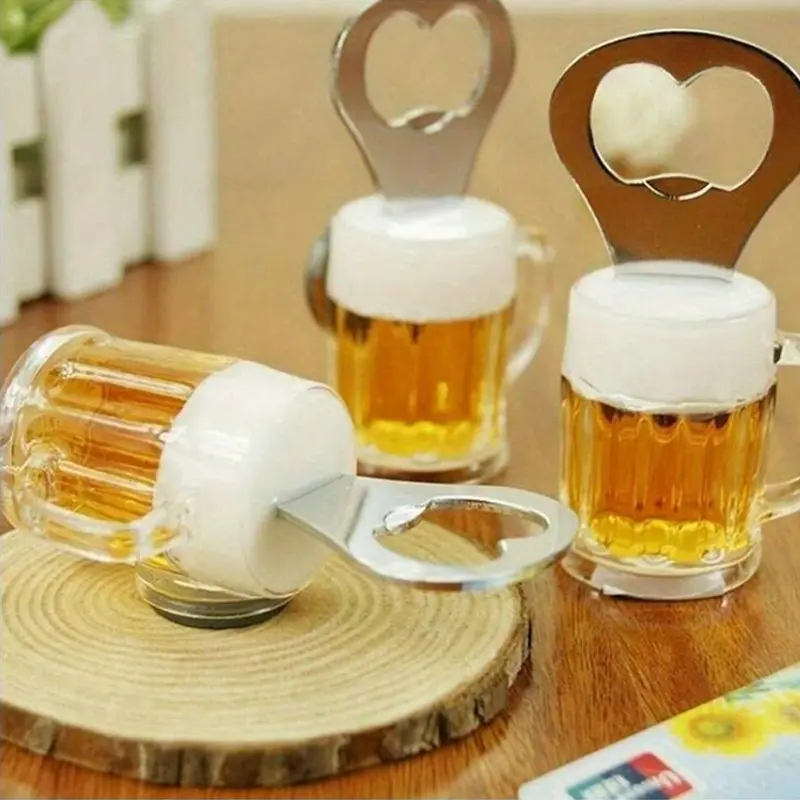 1/2/3 Pcs Beer Mug Bottle Opener,Fridge Magnets,Cute Beer Mug Design,Strong Magnet,Novelty Kitchen Gadget,Magnetic Fridge Magnet Opener,Magnetic Decoration,Magnetic Bottle Opener For Fridge,BarEssentials