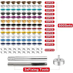 600 Sets of Metal Eyelets, with 3 Installation Tools, Suitable for The Production, Maintenance, and Decoration of Shoes, Bags, Clothing, Shoelaces, and Leather Crafts household sewing accessory