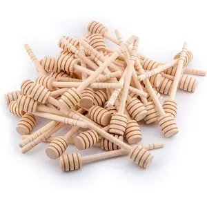 100-Pack 6 Inch Portable Wooden Jam Honey Dipper Sticks for Honey Jar Dispense Drizzle Honey (100pcs)