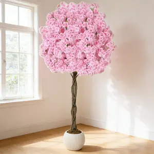 Garvee Artificial Cherry Blossom Tree with Pink Silk Blossoms and Natural Trunk, Realistic Flowering Tree in Decorative Planter for Indoor and Outdoor Home or Office Decor,6Ft