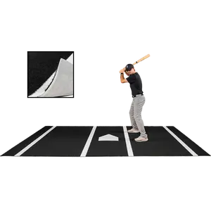 6 × 12 Proball Baseball Hitting Mat - Black Nylon, Inlaid Plate, Flexible 5mm Foam