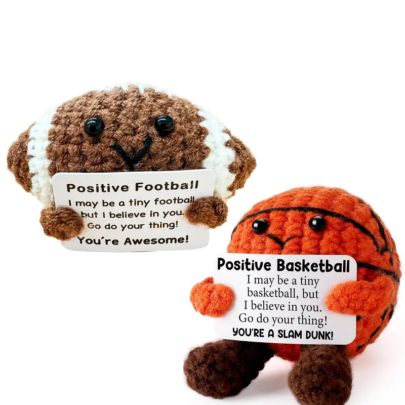 Emotional support crochet crochet basketball - emotional inspirational support gift, suitable for women, men, friends, teenage boys, girls, teammates - handmade basketball crochet mini rugby gift Christmas, New Year, decoration,