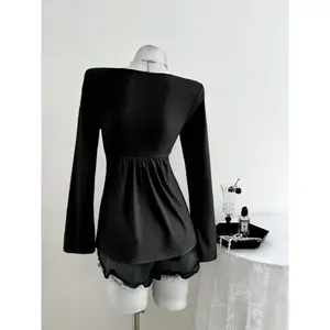 Spring and Autumn New French Design with Twisted Chest, Fashionable Style, Autumn and Winter Hoodie, Long Sleeve Top for Women
