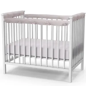 Crib Rail Covers for Teething - 4Pcs Soft Cotton Anti-Collision Trip Corner Cover Teething Rail Protector for Full-Size Crib 52"x28" Grey Bed Restraint System Safety Guardrail for Babies Newborn