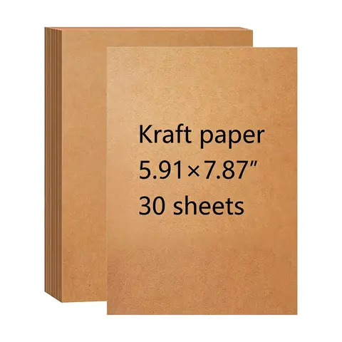 30-Sheet Value Brown Kraft Heavyweight Cardstock (5.91 x 7.87 inches) - Blank Cards for Crafts, Invitations, DIY Projects, Printer-Friendly, Easy to Engrave, Scrapbooking Tool Upgrade