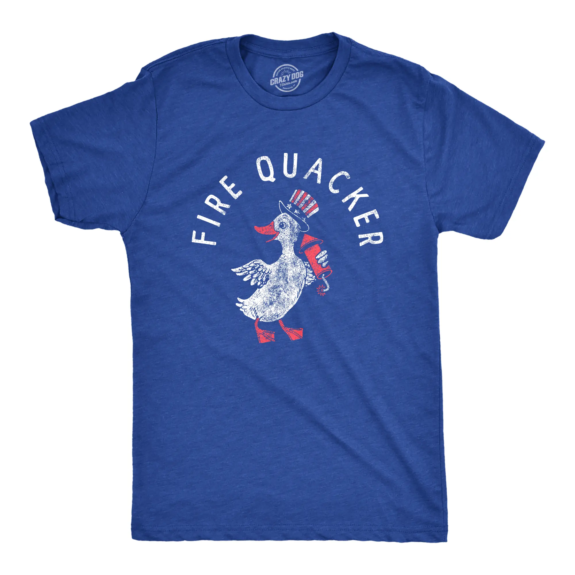 Mens Fire Quacker T Shirt Funny Sarcastic Fourth Of July Party Duck Fireworks Joke Graphic Tee for Guys Mens Funny T Shirts Cool Vintage Fashion T-Shirt Gift Classic Menswear Patriotic Apparel for Men Funny Royal