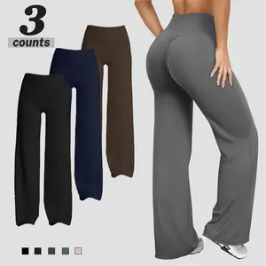 Women's Bare-Feel High-Waisted Relaxed-Fit Casual Pants V-Shaped Back Seam Comfort Fit Yoga Pants Comfortable Stretch Relaxed Pants Made with Soft Stretch Fabric Straight Leg with Slightly Flared Hem Vacation Outfit Bottom Basic Minimalist Casual Pants