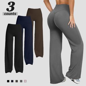 Women's High-Waisted Bare-Feel Relaxed Leggings - Soft Stretchy Elastic Comfortable Fabric, V-Shaped Back Seam, Slightly Flared Straight Hem, Lightweight Athleisure Stretchy Pants for Gym, Outdoor Use